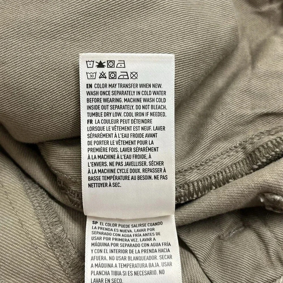 American Eagle Barrel Jeans Womens 12 Taupe Wide Leg Cropped Organic Cotton - Picture 13 of 16